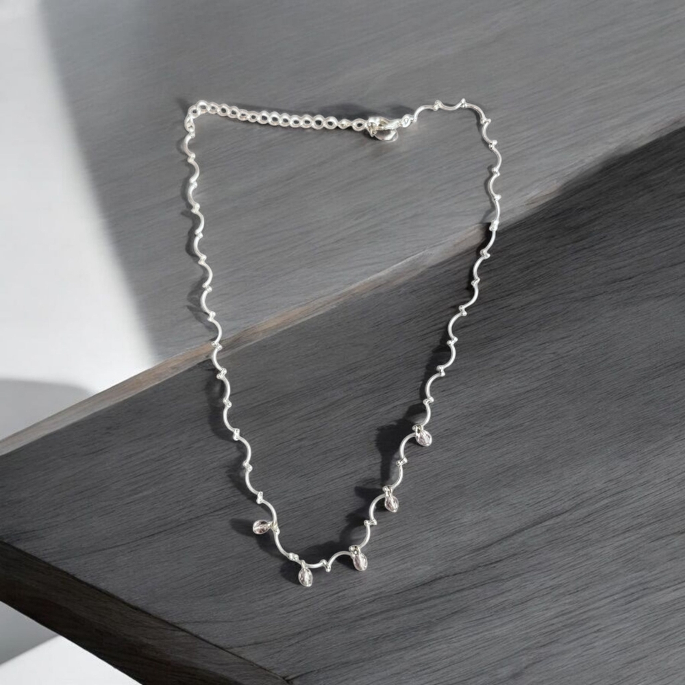 Lauren Conrad Silver Necklace with Delicate Pink Gemstones